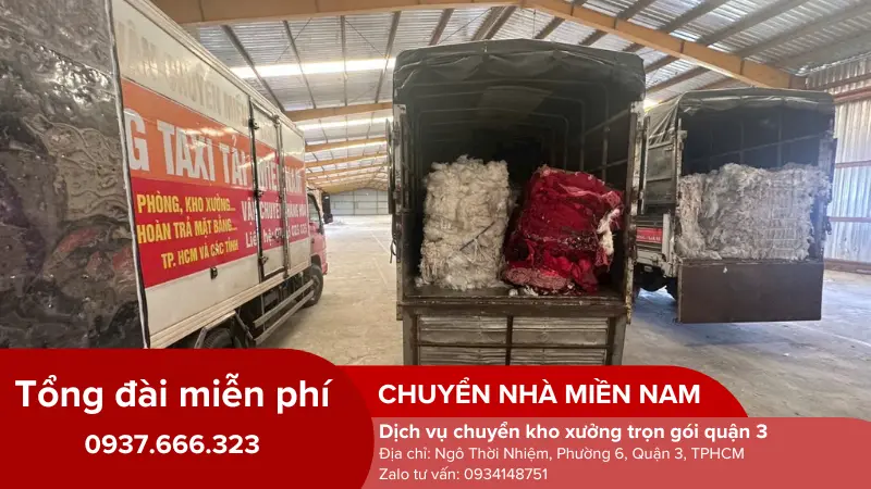 Vận chuyển kho hàng công ty may tại quận 3