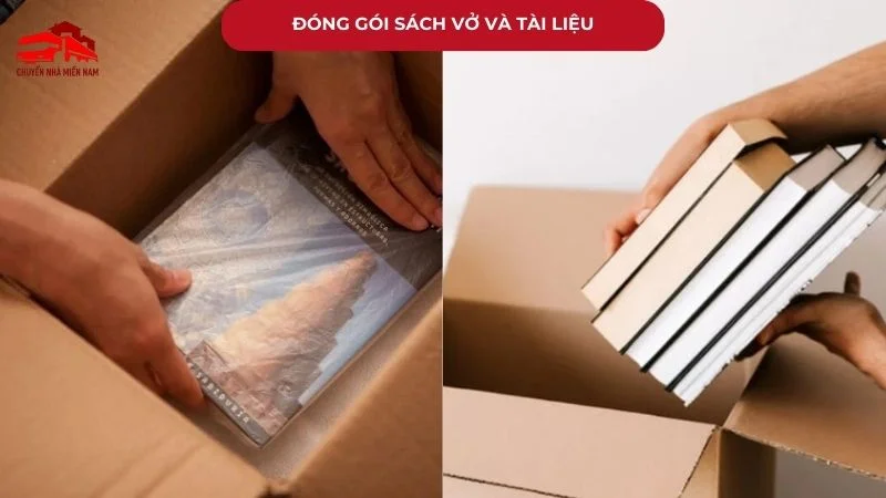 Đóng gói sách vở và tài liệu gọn gàng