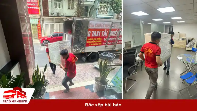 Nhân viên kubet phòng đang bốc xếp đồ đạc.