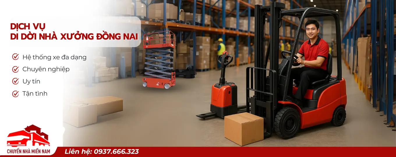 Dịch vụ di dời nhà xưởng Đồng Nai giá rẻ, chuyên nghiệp