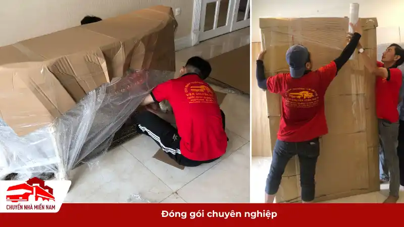 Nhân viên kubet phòng đang đóng gói đồ đạc cẩn thận.