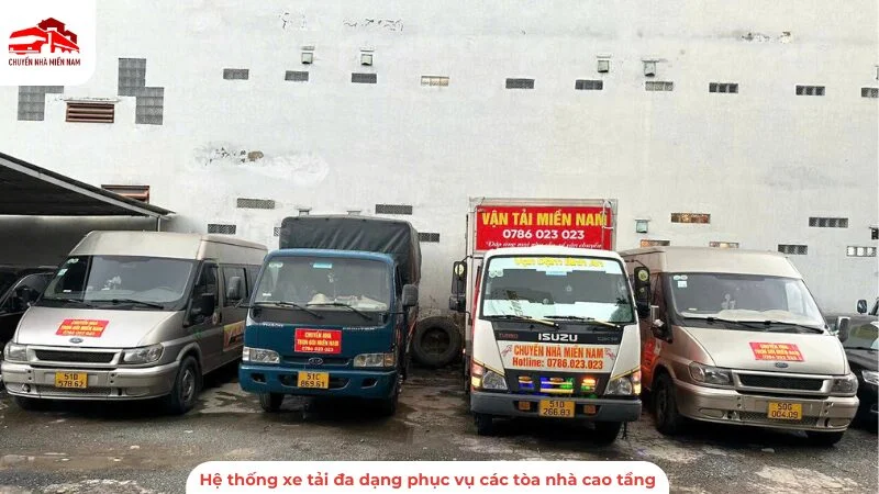 Hệ thống xe tải đa dạng phục vụ các tòa nhà cao tầng