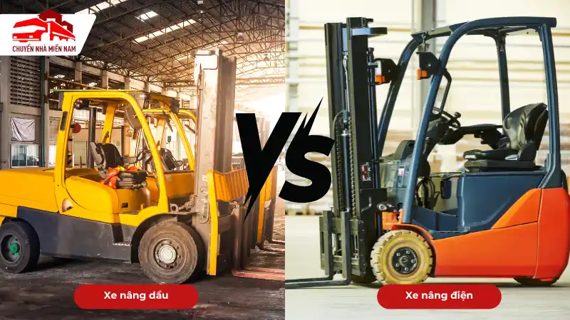 So sánh giữa xe nâng dầu và xe nâng điệ
