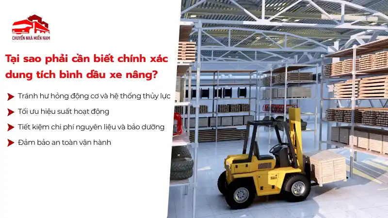 ý do cần biết chính xác dung tích bình dầu xe nâng để tránh hư hỏng.