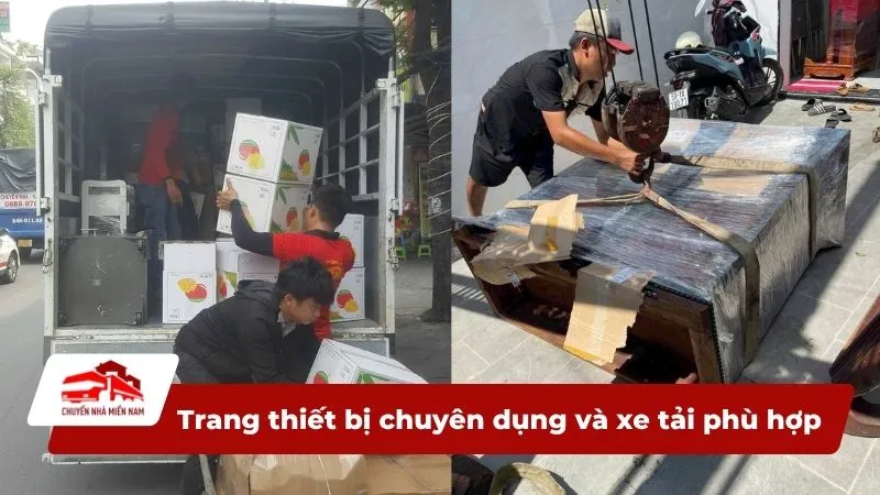Trang thiết bị chuyên dụng và xe tải phù hợp